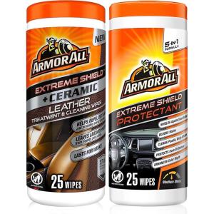 imageArmor All Interior Car Cleaning Wipes Kit Disinfects Protects and Cleans Car Interiors Includes Leather Care Wipes Glass Wipes Disinfectant Wipes and Protectant Wipes 4 CountInterior Care Wipes