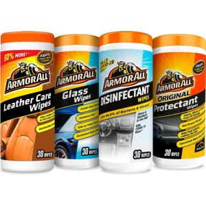 imageArmor All Interior Car Cleaning Wipes Kit Disinfects Protects and Cleans Car Interiors Includes Leather Care Wipes Glass Wipes Disinfectant Wipes and Protectant Wipes 4 CountCar Cleaning Kit