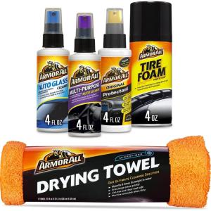 imageArmor All Car Wash and Car Interior Cleaner Kit Includes Towel Tire Foam Glass Spray Protectant Spray and Cleaning Spray Multicolor 5 Count Pack of 1Quick Clean Kit 6pc