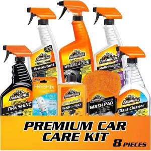 imageArmor All Premier Car Care Kit Includes Car Wax ampamp Wash Kit Glass Cleaner Car Air Freshener Tire ampamp Wheel Cleaner 8 Piece KitPremier 8pc Kit