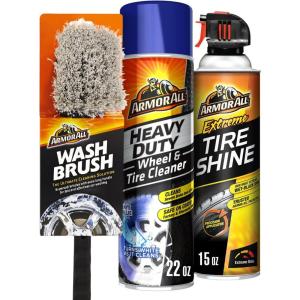imageArmor All Wheel and Tire Cleaner and Tire Shine Kit Heavy Duty Car Wheel Cleaner Extreme Tire Shine Spray and Wash Brush  3 CountHeavy Duty Wheel Cleaner  Tire Shine Kit