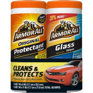 imageProtectant Wipes and Glass Wipes by Armor All Car Cleaning Wipes and Car Glass Wipes 30 Count Each 2 Pack30 Count Pack of 2