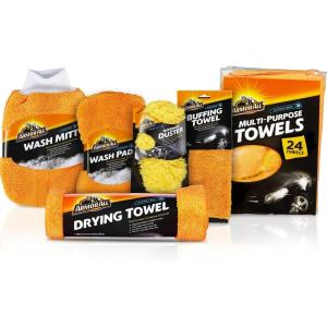 imageCar Cleaning Supplies Kit by Armor All Includes Microfiber Towels Wash Mitt and Pad Drying Towel Buffing Towel and Microfiber Duster