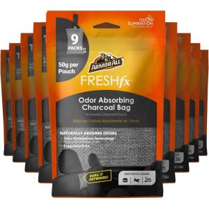 imageArmor All FRESH fx Smoke X Car Air Freshener Midnight Air Scent 35 ozCharcoal Bag Deodorizer 9Pack